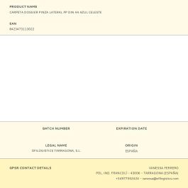 Liderpapel Carpeta Dossier Pinza Lateral Polipropileno DIN A4 Celeste Opaco 30 Hojas Deslizante Transparente y Opaca