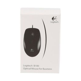 Logitech B100 Ratón Óptico USB Negro para Negocios, 800 DPI, Ergonómico Ambidextro, Conexión USB-A Plug & Play