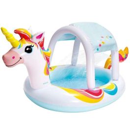 Piscina hinchable unicornio con ducha y techo (capacidad 130 litros) (+ 2 años) 254x132x109 cm