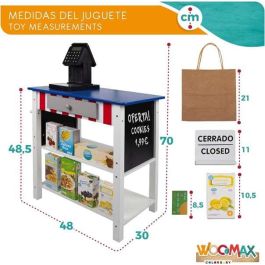 Woomax Supermercado de Madera con 25 Accesorios y Caja Registradora Eléctrica 48x30xh70 cm