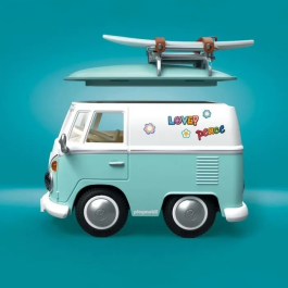 Playmobil Volkswagen T1 Camper Furgoneta Retro con Tabla de Surf Juguete para +5 Años