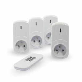 Chacon Kit 4 Tomas de Corriente Inalámbricas para Encendido/Apagado con Control Remoto 4 Canales, 2000W, Alcance 25m