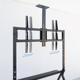 TooQ FS20208M-B Soporte de Suelo Móvil con Ruedas para TV 55-100", hasta 120kg. Altura Ajustable, Bandejas, Gestión de Cables, Acero Negro.