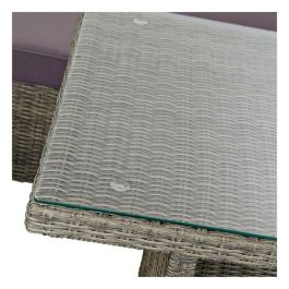 DKD Home Decor Sofá de Jardín y Terraza Gris 204x267x90 cm Set 4 Piezas Desmontable con Cojines Ratán Sintético