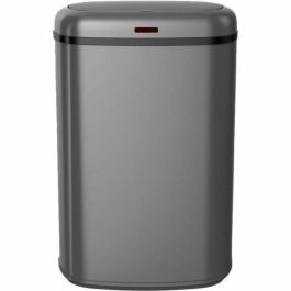 Kitchen Move LOGAN Cubo de Basura Automático de Cocina, 58 Litros, Acero Inoxidable Gris Mate, Diseño Rectangular con Flejes