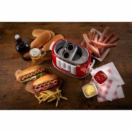 Ariete 206/00 Máquina de Hot Dog Party Time Roja - 5 Niveles de Cocción, Expulsión Automática