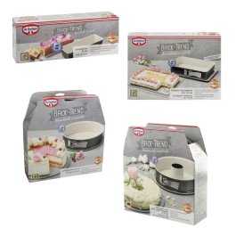 Dr Oetker Back-Trend Juego de 4 moldes para tartas de diferentes formas, de 28 a 32 cm