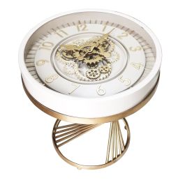 DKD Home Decor Mesita Auxiliar Glam de Metal y Cristal Blanco Dorado 50 x 50 x 51 cm Precio: 92.7899995. SKU: B1KKHPLFCB