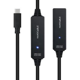 Nanocable 10.01.1312 Cable Alargador USB Tipo-C 3.2 Gen1 Activo con Amplificador USB-C Macho-Hembra, 10m Negro, 5 Gbps