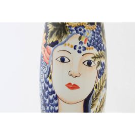 DKD Home Decor Jarrón Margot Porcelana Shabby Multicolor Azul 14 x 39 x 14 cm