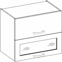 LASSEN Armario Alto con 2 Puertas Basculantes, 1 Cristal, Gris Mate - A 80 x P 31,6 x A 72 cm