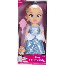 Disney Muñeca Princesa Cenicienta 38cm con Conjunto, Tiara, Zapatos y Cepillo. Fabricada en PVC.