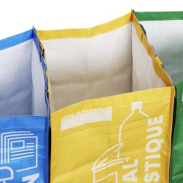 Je cherche une Idee Juego 3 Bolsas Reciclaje Separación Desechos Papel Cartón Metal Plástico Vidrio 28.5x27.5x40.5 cm