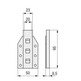 Q&Q R20 A50 Cajetín Soporte Resorte Compás Tapicería, para Resortes con Pala de 20mm, Hierro Zincado