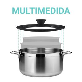 Quttin Tapa para Sartén de Vidrio con Borde de Goma, Compatible con 18, 20 y 22 cm (12 Unidades)