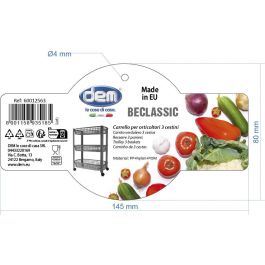 Inde Carrito Verdulero 3 Cestos Beclassic 25.8 cm Ancho x 12.1 cm Alto x 46.7 cm Largo (8 Unidades)