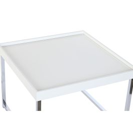 DKD Home Decor Mesa Centro Chic Blanco Plateado Acero MDF Set 2 Piezas 48 x 45 x 110 cm