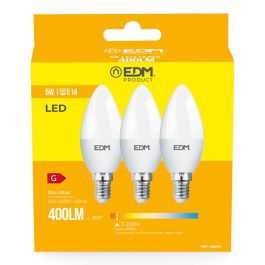 Edm Kit 3 Bombillas Vela Led E14 5W 400lm 3200K Luz Calida Ø3,6 x 10cm