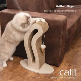 CATIT CAT0022517425152 Rascador para Gatos Pixi Cat Tail con Bola de Tela y Pluma - Aspecto Roble Natural