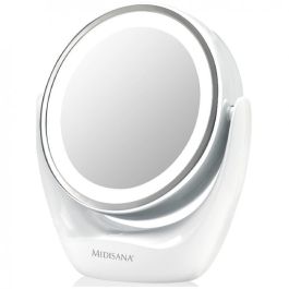MEDISANA ESPEJO COSMÉTICO DE MESA - Espejo amplificador con iluminación LED, 10X aumento, con base estable