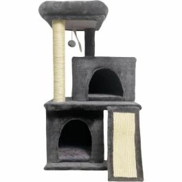 FLOPI Rascador para gatos gris oscuro - 44,5 x 48 x 86 cm - Gris oscuro - 1 plataforma, 1 pelota de juego, 2 casetas, 1 rampa