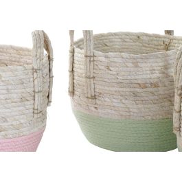 Cesta Balines DKD Home Decor Rosa Verde 30 x 32 x 30 cm Set de 3 (2 Unidades) Cesta Balines DKD Home Decor Rosa Verde 30 x 32 x 30 cm Set de 3 (2 Unidades)