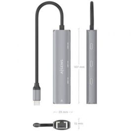 Aisens ASUC-4P041-GR Hub USB Tipo-C 3xUSB-C 5G, 1xRJ45 Gigabit Ethernet, Gris