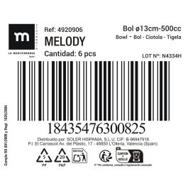 Bol Melody Inde 500 cc 13 cm (24 Unidades) Bol Melody Inde 500 cc 13 cm (24 Unidades)
