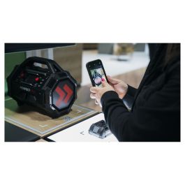 PerfectPro ROCKTAGON Radio de obra digital 30W DAB+ FM Bluetooth 5.2 IP65, 4 altavoces, compatible baterías 18V Bosch Makita DeWalt Milwaukee, USB, Negro/Rojo
