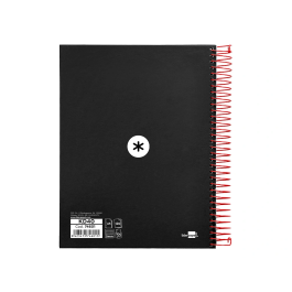 Antartik Cuaderno espiral micro A5 120 hojas cuadro 5mm 90gr tapa forrada negro