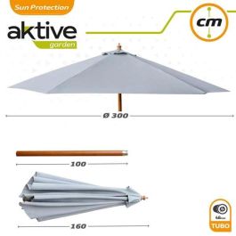 Parasol terraza 300 cm con mástil de madera 4,8 cm color gris Parasol terraza 300 cm con mástil de madera 4,8 cm color gris