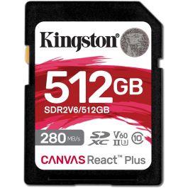 Kingston Canvas React Plus 512GB SDXC Clase 10 UHS-II U3 V60, 280MB/s Lectura, 150MB/s Escritura Precio: 143.49999961. SKU: B1G7KMZZ94
