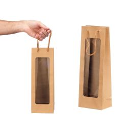 Bolsa Vino Kraft Cuadrada Asa Kinvara 36x12.5x1 cm - Marrón/Transparente (48 Unidades) Precio: 28.69000024. SKU: B1H425R7V9