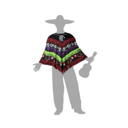 Disfraz Mariachi Hombre Adulto con Poncho Multicolor y Calaveras Talla Única