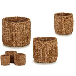 Set 3 Cestos de Esparto Redondo Alto Giftdecor - 25x22x25 cm, Marrón (4 Unidades) Precio: 57.58999961. SKU: S3605524