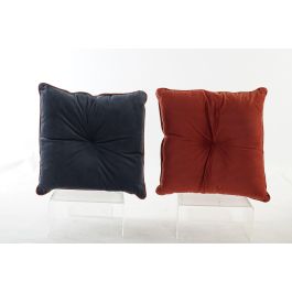 DKD Home Decor Cojin Scandi Decorativo Azul y Rojo en Poliéster con Botón, 10x40x40 cm - Pack de 4 Unidades Surtidas