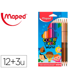 Maped Lápices de Colores Color Peps World Caja de 12 Colores Surtidos + 3 Duo Tonos de Piel Precio: 3.78999951. SKU: B18277LRKB