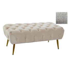 DKD Home Decor Descalzadora Glam Azul Dorado Capitoné Poliéster Metal Hecha a Mano 103x46x42 cm