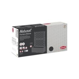 Stefanplast Caja de flores rectangular Deluxe con enrejado, reserva de agua, indicador nivel, imitación mimbre 100x43xH142cm Antracita 90+6.5L