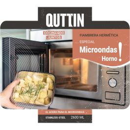 Quttin Fiambre Acero 2.6L para Microondas y Horno 23 cm x 17.9 cm x 11.6 cm (12 Unidades)