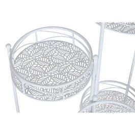 DKD Home Decor Macetero Terraza y Jardín Blanco Hierro con Hojas 23 x 23 x 102 cm