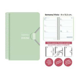 Agenda Anual (2026) Senfort Mini Espiral Tapa Pp Con Goma 90X135 S/V Verde Pastel Precio: 7.58999967. SKU: B1EWNM5MY4