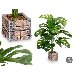 Ibergarden Maceta cuadrada de plástico y magnesio para planta Hoja Costilla, color verde, 39x65x35 cm (4 Unidades) Precio: 56.78999964. SKU: B1E65HN3DX
