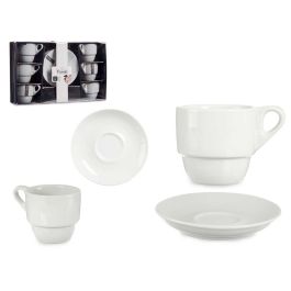 Set 6 Tazas Cafe Porcelana Blanca Con Plato 200Ml Vessia 22X8CM (6 Unidades)