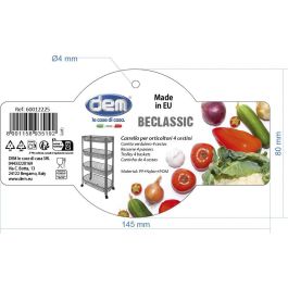 Inde Carrito Verdulero 4 Cestos Beclassic 25.8 cm Ancho x 14.1 cm Alto x 46.9 cm Largo (6 Unidades)