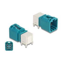 DELOCK Mini FAKRA Z Conector Cuádruple Acodado Tipo-B para PCB, Hembra, 50 Ω