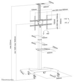 Neomounts PLASMA-M1900E Carro TV móvil para pantallas de 37-70" (94-178 cm), soporta hasta 50 kg, giratorio 90°, altura ajustable