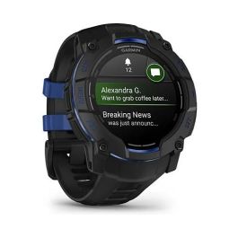 Garmin Instinct 3 Reloj Inteligente con Pantalla AMOLED de 45 mm, GPS, Caja de Aluminio y GFRP, Correa de Silicona Intercambiable Negro/Azul Bolt, Resistencia al Agua 10 ATM
