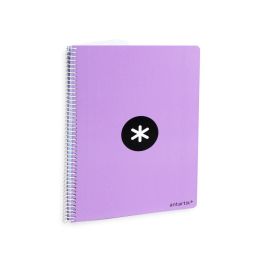 Cuaderno Espiral A4 Antartik Tapa Dura 80H 90 gr Cuadro 4 mm Con Margen Color Lavanda