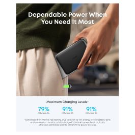 Anker A1665 Nano Powerbank 5000mAh 15W Magnetisch Slim Ultra-Slim 0.86cm Flach Qi2 Cargador Inalámbrico Negro
